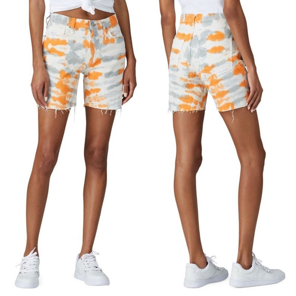 Hudson Denim Hana Shorts Grey Orange Tie Dye Size 30